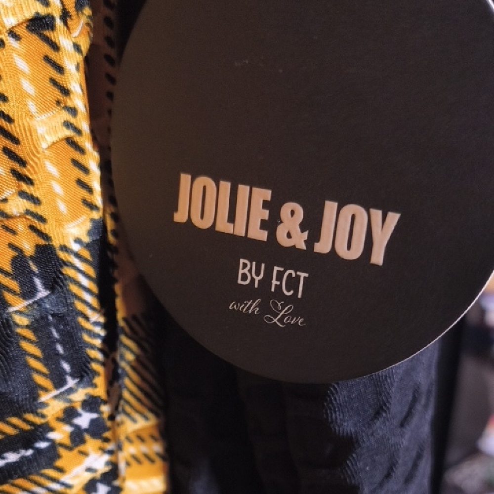 Black & Mustard Plaid Jumpsuit with Black Knit Overlay - Picture 2 of 2